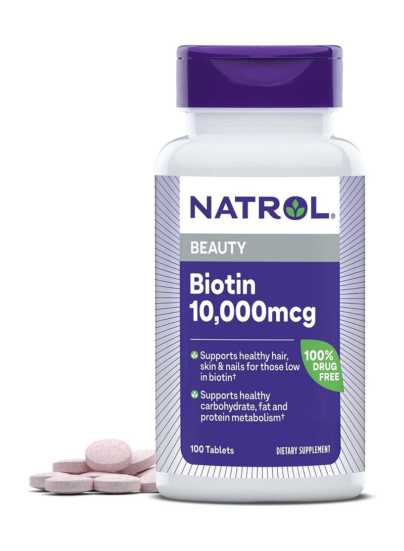 Natrol Biotin Beauty 10,000 mcg - 100 Tablets Packaging May Vary - Image 1